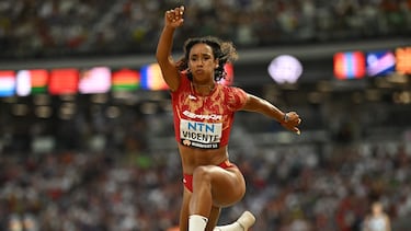 María Vicente, durante los Mundiales de atletismo de Budapest 2023.