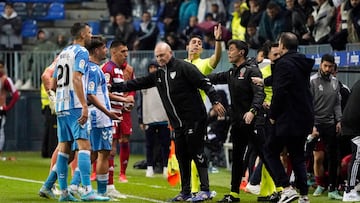 Pepe Mel, durante el M¨¢laga - Granada.