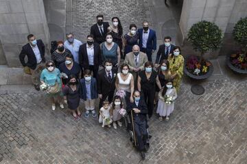 04/07/2020 Boda de Gemma Fern‡ndez y Carlos Ruiz en el Sal— de Cent de Barcelona, primera que se celebra tras el estado de Alarma. Foto: Joan S‡nchez