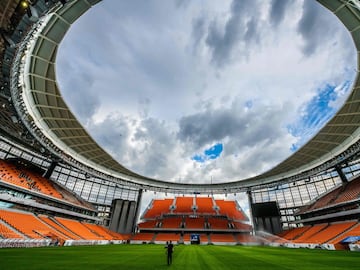 A view of Ekaterinburg Arena in Yekaterinburg on May 24, 2018. The 35,000-seater stadium will host four group matches of the 2018 FIFA World Cup.