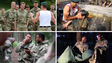 Los jugadores de la selección de Inglaterra durante su estancia en un campo de instrucción de la Royal Navy británica.