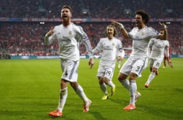 24/04/2014. Champions League semi final, return leg at the Allianz Arena Sergio Ramos opens the scoring as Real Madrid romp to a 0-4 win.