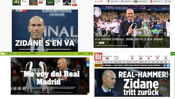 Los medios deportivos de todo el mundo recogen en sus ediciones digitales la renuncia de Zinedine Zidane como t&eacute;cnico del Real Madrid.