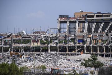 Aspecto de la demolición del Estadio Vicente Calderón a 19 de julio de 2019