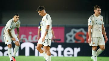 Verona (Italy), 26/08/2023.- AS Roma's Paulo Dybala reacts during the Italian Serie A soccer match Hellas Verona vs AS Roma at Marcantonio Bentegodi stadium in Verona, Italy, 26 August 2023. (Italia) EFE/EPA/EMANUELE PENNACCHIO
