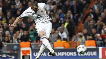 Benzema durante el partido de Champions con el Real Madrid.