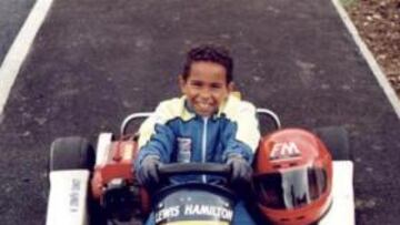 Lewis Hamilton en una instantánea tomada durante su niñez