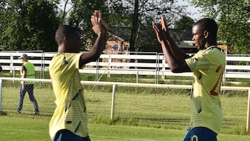 Jugadores de la Selección Colombia Sub 20 durante un amistoso.