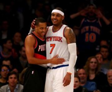 C.J. McCollum y Carmelo Anthony.