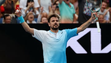 Stan Wawrinka celebra su victoria contra Laslo Djere en el Open de Australia.