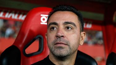 Barcelona's Spanish coach Xavi looks on prior the Spanish League football match between RCD Mallorca and FC Barcelona at the Visit Mallorca stadium in Palma de Mallorca on October 1, 2022. (Photo by JAIME REINA / AFP)