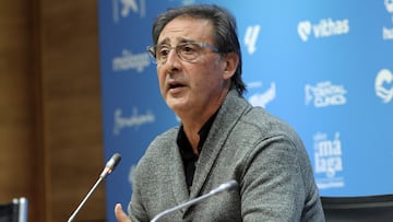 Loren Juarros, en la sala de prensa de La Rosaleda.