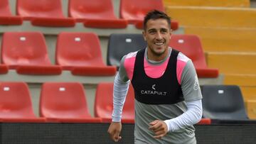 Trejo, durante un entrenamiento con el Rayo.