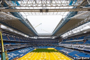 Las obras de remodelación del estadio del Real Madrid siguen a buen ritmo y encaran la recta final para su estreno la próxima temporada. 