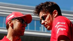 Formula One F1 - Russian Grand Prix - Sochi Autodrom, Sochi, Russia - September 29, 2019  Ferrari&#039;s Sebastian Vettel and Charles Leclerc   REUTERS/Maxim Shemetov