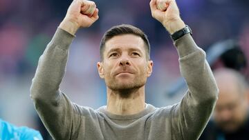 Cologne (Germany), 03/03/2024.- Leverkusen's head coach Xabi Alonso reacts after the German Bundesliga soccer match between 1. FC Cologne and Bayer 04 Leverkusen in Cologne, Germany, 03 March 2024. (Alemania, Colonia) EFE/EPA/RONALD WITTEK CONDITIONS - ATTENTION: The DFL regulations prohibit any use of photographs as image sequences and/or quasi-video.
