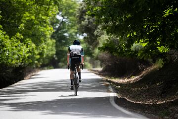 La carretera se encuentra en un buen estado, y es habitual ver a ciclistas de la zona realizando la ascensión. En ciertos tramos, el camino se estrecha, y las encinas aportan algo de sombra que se agradece dada las altas temperaturas de la zona. 