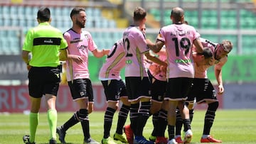 Jugadores del Palermo, de la Serie B italiana