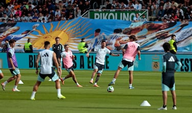 Los jugadores de Argentina durante el entrenamiento. 

