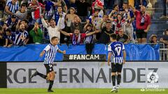 Celebración del gol de Xeber Alkain en el Alavés - Mirandés.