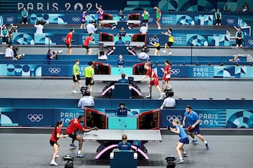 Tenis de mesa. Vista general del primer día de competición en el South Paris Arena