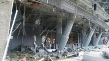 El Donbass Arena. dañado gravemente.
