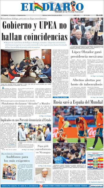 Las portadas de la prensa tras la eliminación de España