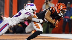 CINCINNATI, OHIO - JANUARY 02: Tyler Boyd #83 of the Cincinnati Bengals catches a touchdown pass against Tre'Davious White #27 of the Buffalo Bills during the first quarter at Paycor Stadium on January 02, 2023 in Cincinnati, Ohio.   Kirk Irwin/Getty Images/AFP (Photo by Kirk Irwin / GETTY IMAGES NORTH AMERICA / Getty Images via AFP)