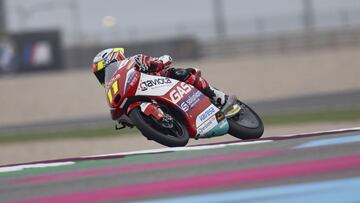 DOHA, QATAR - MARCH 04: Sergio Garcia of Spain and Gavita GasGas Aspar Team Moto3 rounds the bend during the MotoGP of Qatar - Free Practice  at Losail Circuit on March 04, 2022 in Doha, Qatar. (Photo by Mirco Lazzari gp/Getty Images)