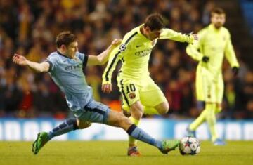 Football - Manchester City v FC Barcelona - UEFA Champions League Second Round First Leg - Etihad Stadium, Manchester, England - 24/2/15
Manchester City's James Milner in action with Barcelona's Lionel Messi
Reuters / Darren Staples
Livepic
EDITORIAL USE ONLY.