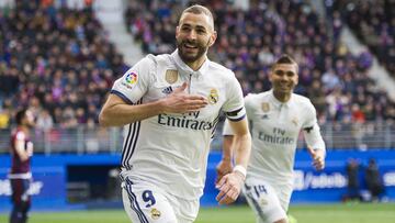 Benzema celebra un gol.