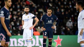 Kylian Mbappé during Paris Saint-Germain's Champions League last-16 elimination by Real Madrid this season.