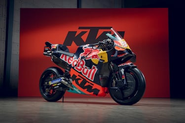 Detalle de la KTM RC16, la motocicleta con la que la marca austriaca buscará vencer a Ducati tras un dominio de 5 años por parte de la marca italiana.