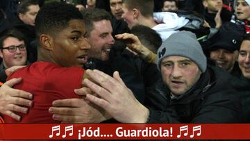 La afici車n del United canta contra 'Pep' Guardiola, no lo quieren