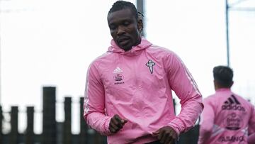 El central ghanés Joseph Aidoo, durante un entrenamiento del Celta.