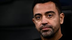 Barcelona's Spanish coach Xavi Hernandez looks on prior to the UEFA Champions League Group C football match between Inter Milan and FC Barcelona on October 4, 2022 at the Giuseppe-Meazza (San Siro) stadium in Milan. (Photo by Marco BERTORELLO / AFP) (Photo by MARCO BERTORELLO/AFP via Getty Images)