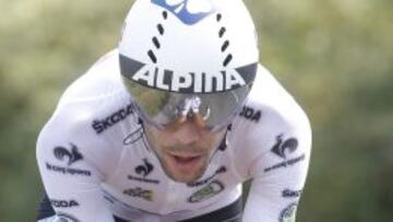 Pinot, durante la crono.