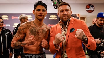 Ryan Garc¨ªa y Conor McGregor tras el combate del boxeador con Gervonta Davis.