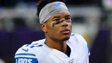 Marvin Jones de Detroit Lions calentando antes del juego contra Minnesota Vikings en U.S. Bank Stadium, en Minneapolis, Minnesota. Diciembre 8, 2019.