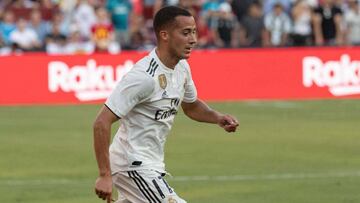 Real Madrid's Lucas Vazquez runs with the ball during the International Champions Cup (ICC) friendly football match between Real Madrid and Juventus at Fedex Field in Landover, Maryland, on August 4, 2018. / AFP PHOTO / NICHOLAS KAMM