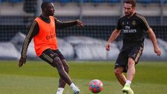 Ferland Mendy, en un entrenamiento de esta semana en Valdebebas.