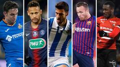 Jaime Mata (Getafe), Neymar (PSG), Mikel Merino (Real Sociedad), Arthur (Barcelona) y Moussa Doumbia (Reims).
