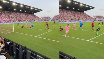 Aficionado llega con el timing perfecto al DRV PNK stadium para ver el gol de Messi