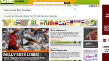 Portada de la edición digital de Olé.