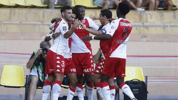El Mónaco celebra el primer gol.