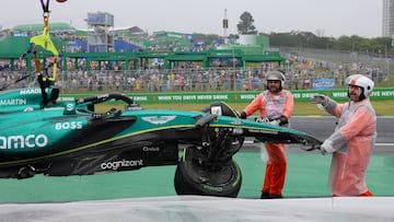 Accidente Fernando Alonso (Aston Martin AMR24). Sao Paulo, Brasil. F1 2024.