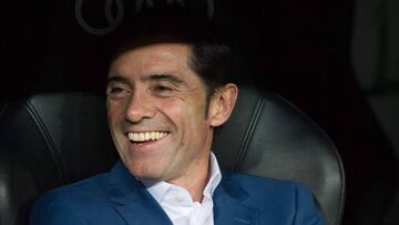 Marcelino, feliz en el banquillo del Santiago Bernabéu.