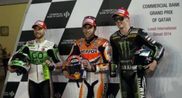 Álvaro Bautista, Marc Márquez y Bradley Smith.