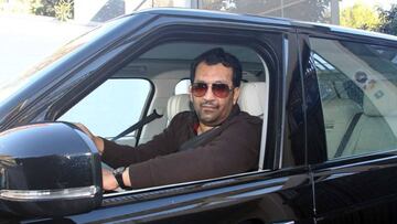 Al Thani, hoy a su salida de La Rosaleda.