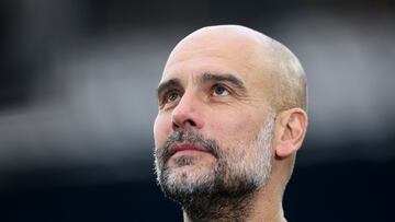 Soccer Football - Premier League - Manchester City v Liverpool - Etihad Stadium, Manchester, Britain - April 10, 2022 Manchester City manager Pep Guardiola during an interview after the match Action Images via Reuters/Carl Recine EDITORIAL USE ONLY. No use with unauthorized audio, video, data, fixture lists, club/league logos or 'live' services. Online in-match use limited to 75 images, no video emulation. No use in betting, games or single club /league/player publications. Please contact your account representative for further details.